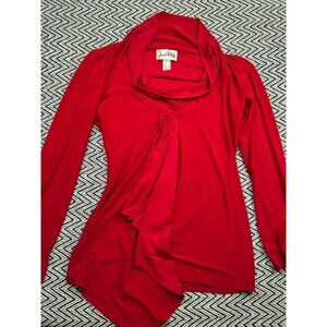 Joseph Ribkoff Red Long Sleeve Draped Cowl Neck Top Women's Size 4